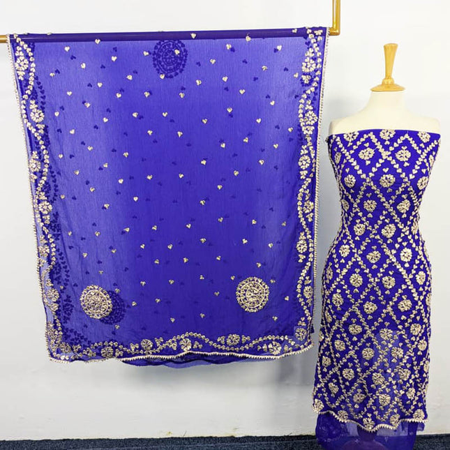 Chiffon Full Jaal Gotta Work with 4 Sided Border Dupatta 2PC Unstitched