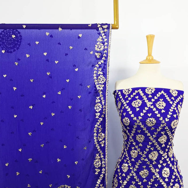 Chiffon Full Jaal Gotta Work with 4 Sided Border Dupatta 2PC Unstitched