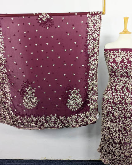 Chiffon Full Jaal Gotta Work with 4 Sided Border Dupatta 2PC Unstitched