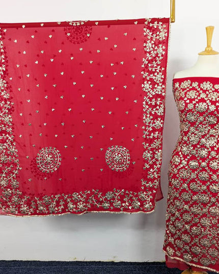 Handmade Chiffon with Full Jaal Gotta Work 2PC Unstitched