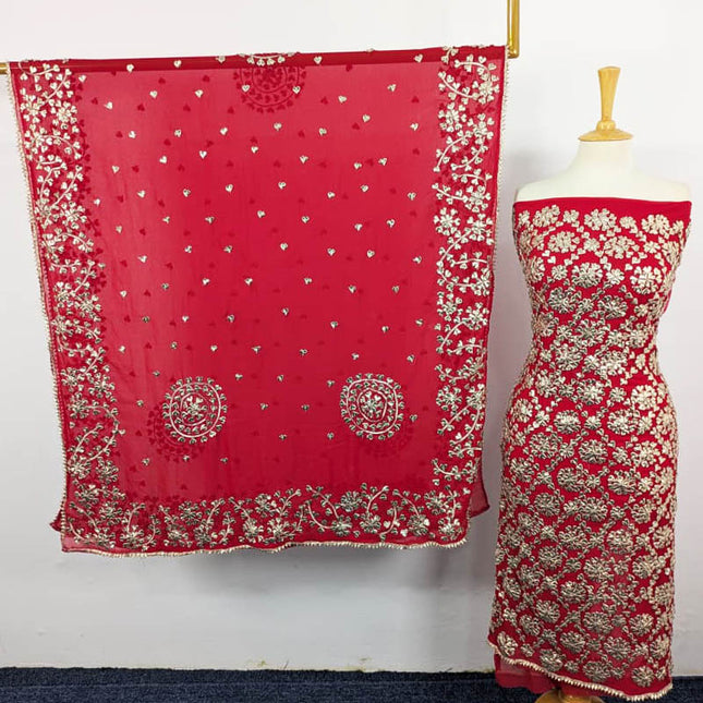 Handmade Chiffon with Full Jaal Gotta Work 2PC Unstitched