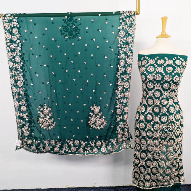 Handmade Chiffon Full Jaal Gotta Work with 4 Sided Border Dupatta 2PC Unstitched