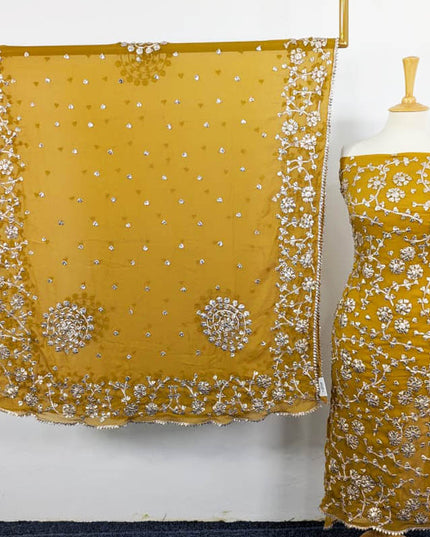 Fancy Handmade Chiffon with Full Jaal Gotta Work 2PC Unstitched