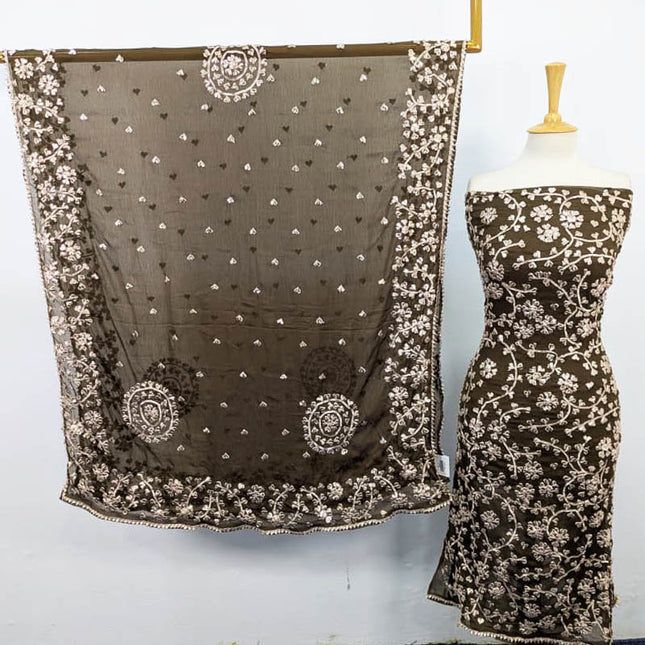 Handmade Chiffon with Full Jaal Gotta Work 2PC Unstitched