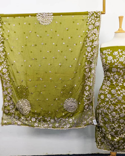 Fancy Chiffon Full Jaal Gotta Work with 4 Sided Border Dupatta 2PC Unstitched