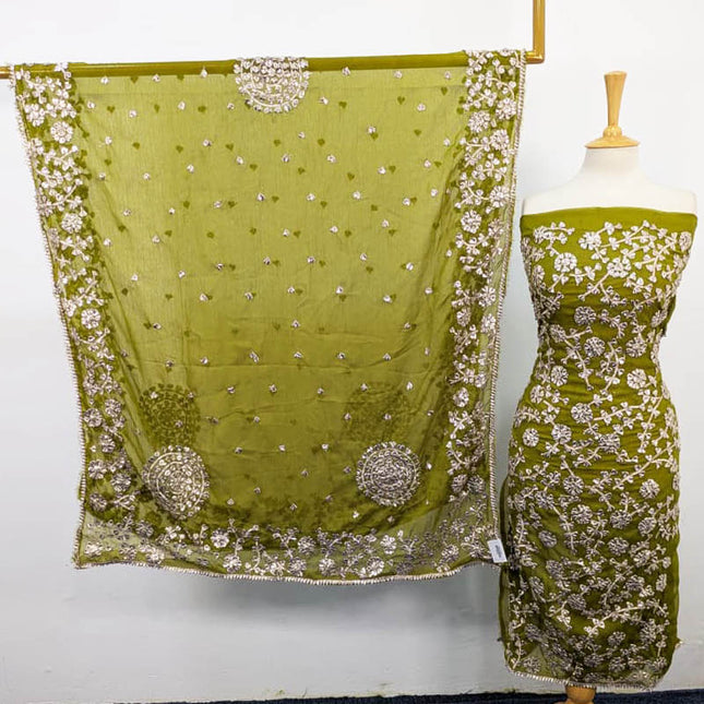 Fancy Chiffon Full Jaal Gotta Work with 4 Sided Border Dupatta 2PC Unstitched