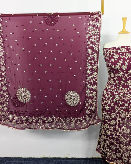 Fancy Chiffon Full Jaal Gotta Work with 4 Sided Border Dupatta 2PC Unstitched