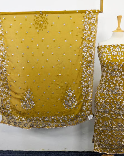 Chiffon Full Jaal Gotta Work with 4 Sided Border Dupatta 2PC Unstitched