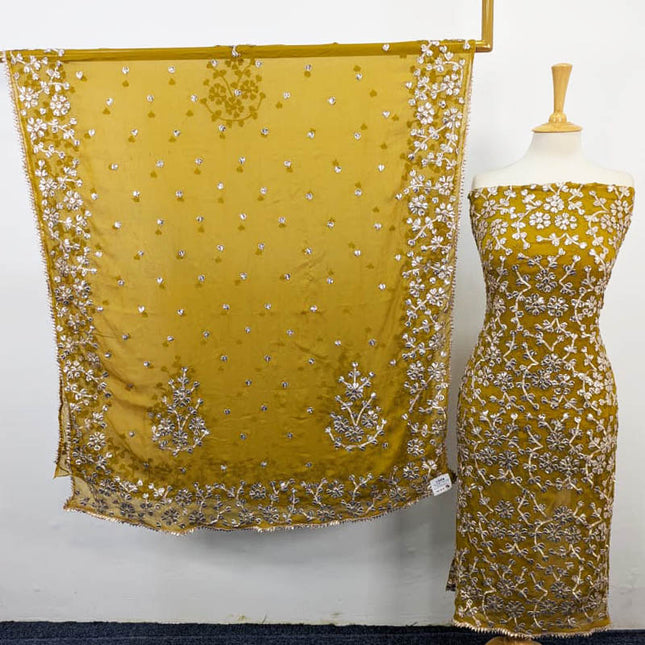 Chiffon Full Jaal Gotta Work with 4 Sided Border Dupatta 2PC Unstitched