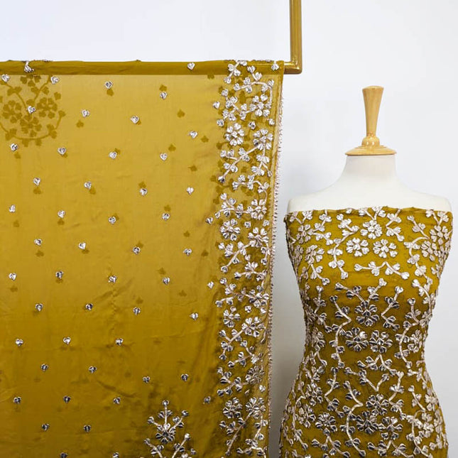 Chiffon Full Jaal Gotta Work with 4 Sided Border Dupatta 2PC Unstitched