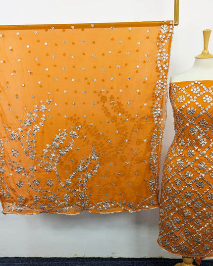 Handmade Chiffon Full Jaal Gotta Work with 4 Sided Border Dupatta 2PC Unstitched