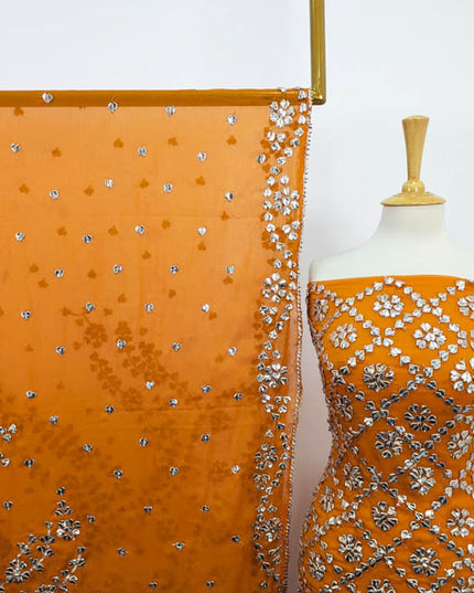 Handmade Chiffon Full Jaal Gotta Work with 4 Sided Border Dupatta 2PC Unstitched