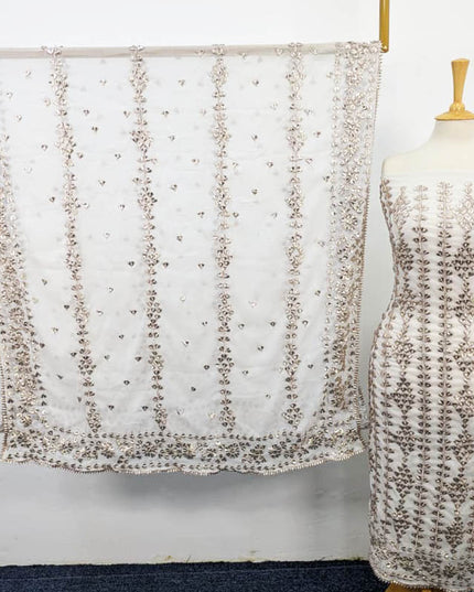 Fancy Handmade Chiffon with Full Jaal Gotta Work 2PC Unstitched