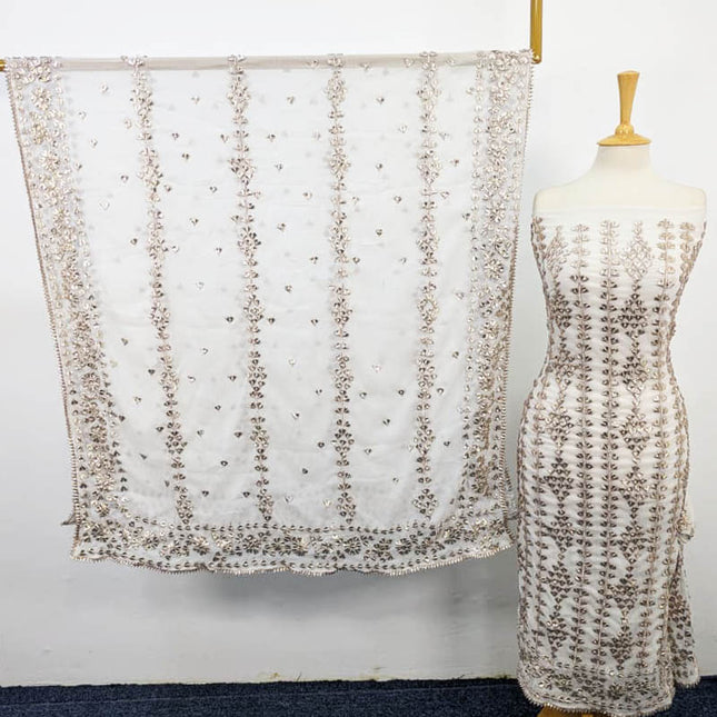 Fancy Handmade Chiffon with Full Jaal Gotta Work 2PC Unstitched