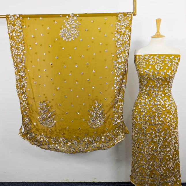 Chiffon Full Jaal Gotta Work with 4 Sided Border Dupatta 2PC Unstitched