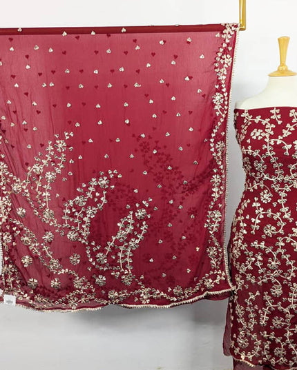 Fancy Handmade Chiffon with Full Jaal Gotta Work 2PC Unstitched