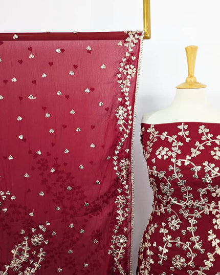 Fancy Handmade Chiffon with Full Jaal Gotta Work 2PC Unstitched