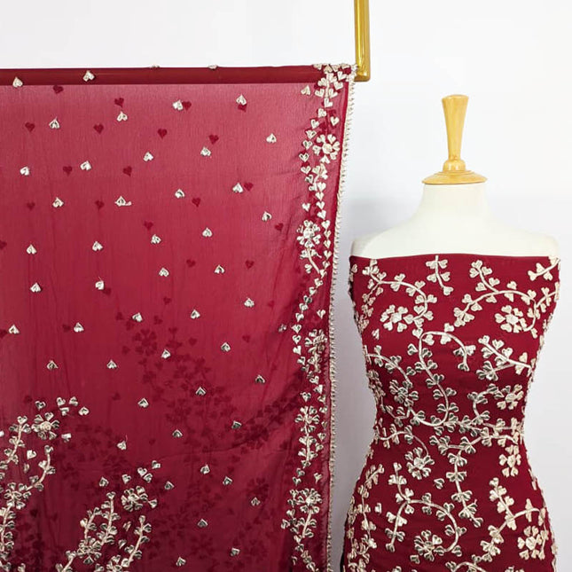 Fancy Handmade Chiffon with Full Jaal Gotta Work 2PC Unstitched