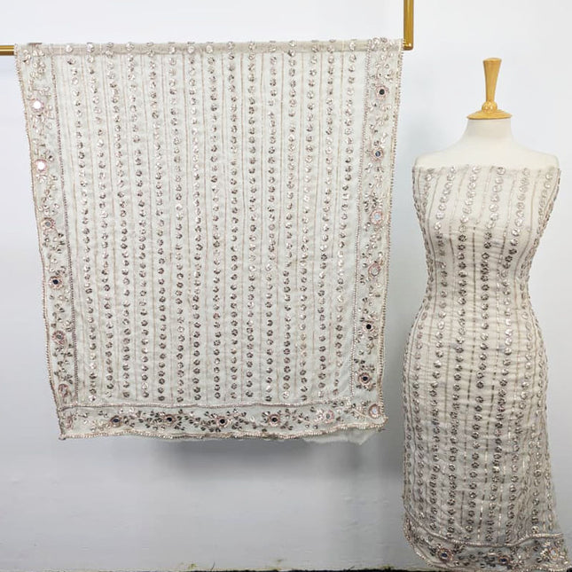 Fancy Handmade Chiffon with Full Jaal Akhrot Gotta Work 2PC Unstitched