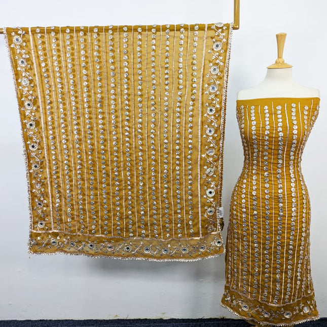 Fancy Handmade Chiffon with Full Jaal Akhrot Gotta Work 2PC Unstitched