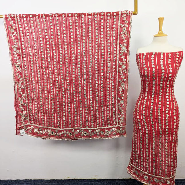 Fancy Handmade Chiffon with Full Jaal Akhrot Gotta Work 2PC Unstitched