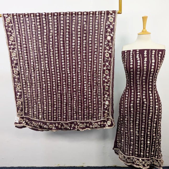 Fancy Handmade Chiffon with Full Jaal Akhrot Gotta Work 2PC Unstitched