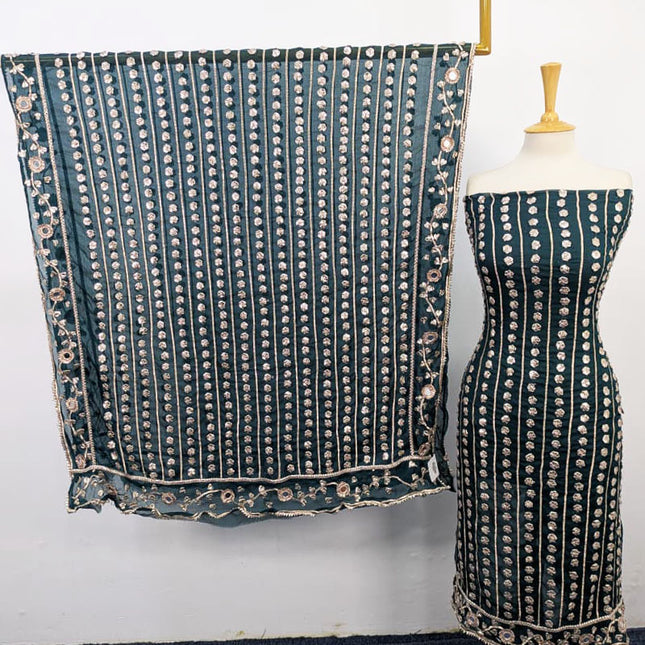 Fancy Handmade Chiffon with Full Jaal Akhrot Gotta Work 2PC Unstitched