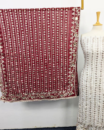 Handmade Chiffon with Full Jaal Akhrot Gotta Work 2PC Unstitched