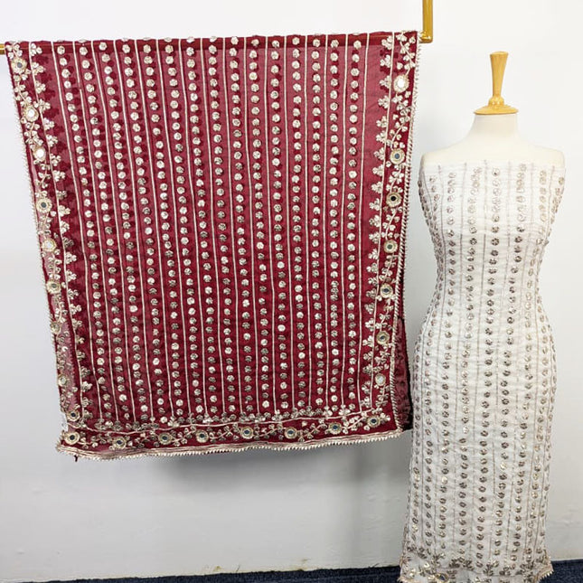 Handmade Chiffon with Full Jaal Akhrot Gotta Work 2PC Unstitched