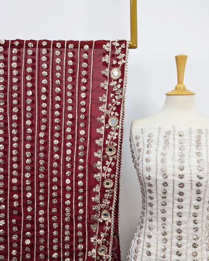 Handmade Chiffon with Full Jaal Akhrot Gotta Work 2PC Unstitched