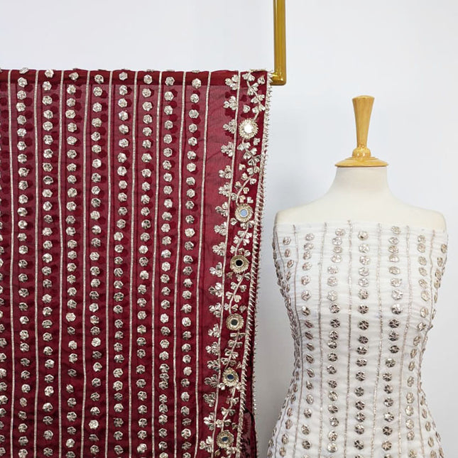 Handmade Chiffon with Full Jaal Akhrot Gotta Work 2PC Unstitched