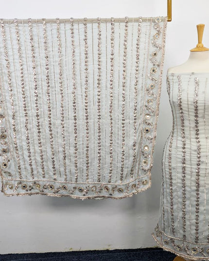 Fancy Handmade Chiffon with Full Jaal Akhrot Gotta Work 2PC Unstitched