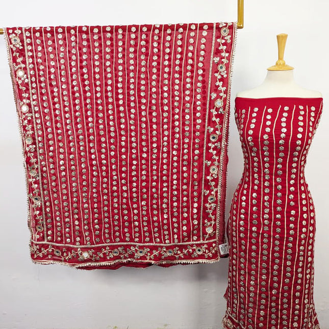 Fancy Handmade Chiffon with Full Jaal Akhrot Gotta Work 2PC Unstitched