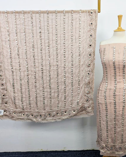 Fancy Handmade Chiffon with Full Jaal Akhrot Gotta Work 2PC Unstitched