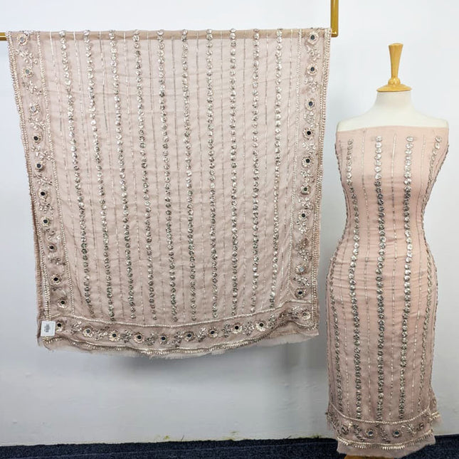 Fancy Handmade Chiffon with Full Jaal Akhrot Gotta Work 2PC Unstitched