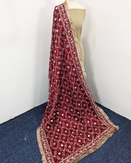 Premium Silk Dupatta with Gotta & Mirror Full Jaal Work