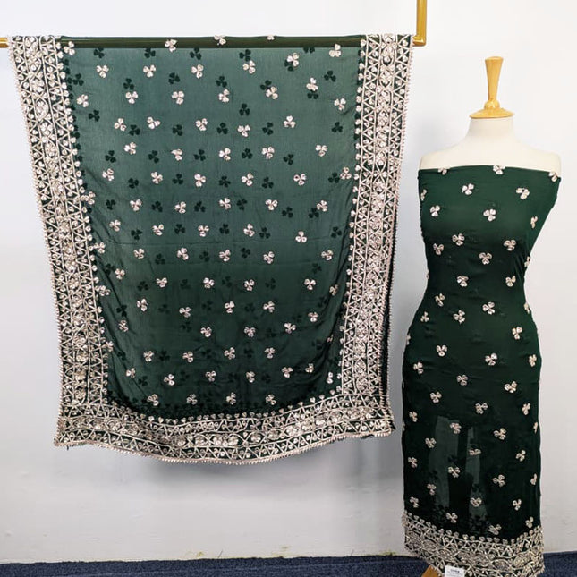 Handmade Gotta Work Chiffon  with 4 Sided Border Dupatta 2PC Unstitched