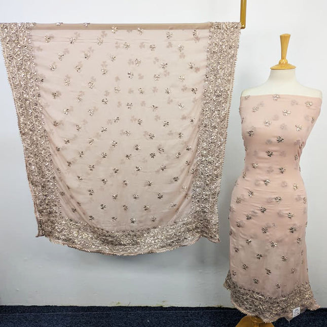 Handmade Gotta Work Chiffon  with 4 Sided Border Dupatta 2PC Unstitched