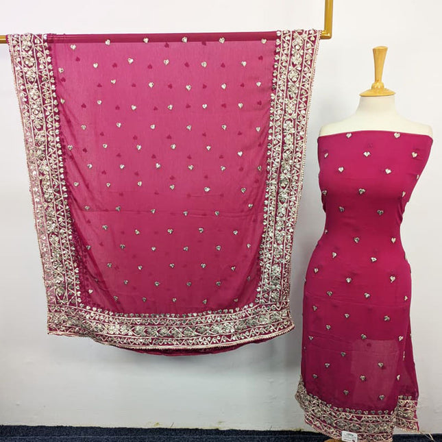 Handmade Gotta Work Chiffon with 4 Sided Border Dupatta 2PC Unstitched