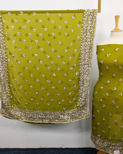 Handmade Gotta Work Chiffon  with 4 Sided Border Dupatta 2PC Unstitched