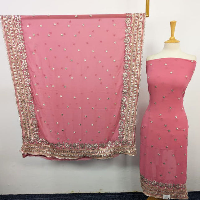 Chiffon Gotta Work with 4 Sided Border Dupatta 2PC Unstitched