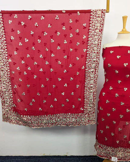 Handmade Gotta Work Chiffon  with 4 Sided Border Dupatta 2PC Unstitched