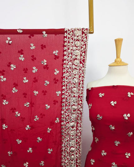 Handmade Gotta Work Chiffon  with 4 Sided Border Dupatta 2PC Unstitched