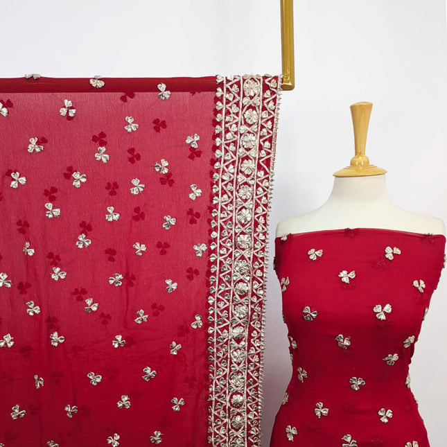 Handmade Gotta Work Chiffon  with 4 Sided Border Dupatta 2PC Unstitched