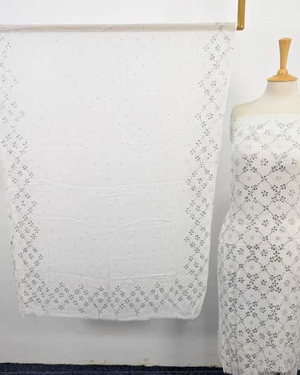 Bamber Chiffon with Full Jaal Silver Mukesh Work 2PC Unstitched