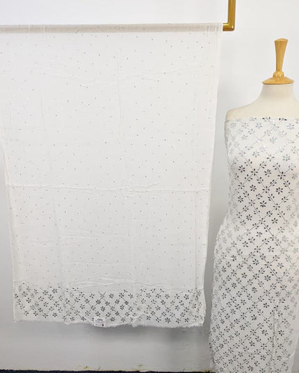 Handmade Bamber Chiffon with Full Jaal Silver Mukesh Work 2PC Unstitched