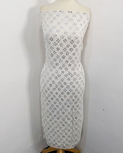 Handmade Bamber Chiffon with Full Jaal Silver Mukesh Work 2PC Unstitched