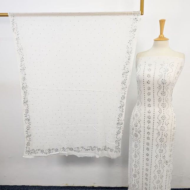 Handmade Full Jaal Silver Mukesh Work Bamber Chiffon 2PC Unstitched