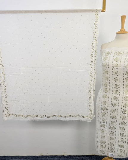 Handmade Full Jaal Golden Mukesh Work Bamber Chiffon 2PC Unstitched