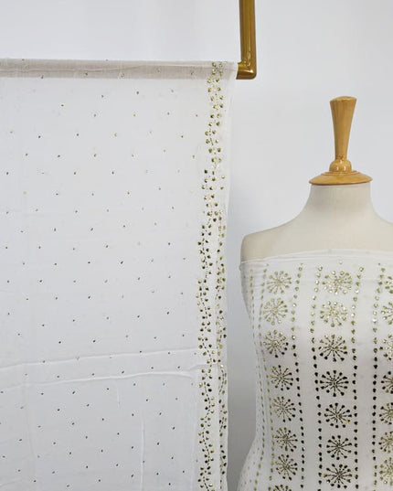 Handmade Full Jaal Golden Mukesh Work Bamber Chiffon 2PC Unstitched